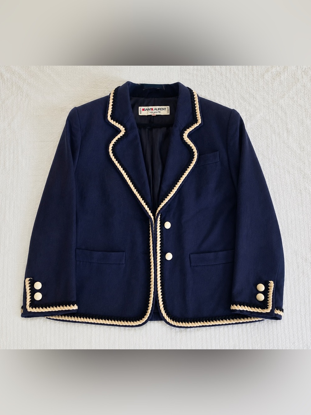Saint Laurent vintage Rive Gauche Navy Wool
Braided Trim Blazer Made in France - Picture 2 of 8